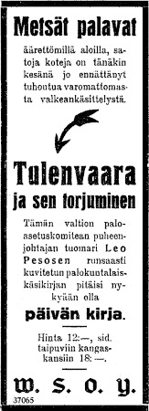 Mainos Aamulehdess 31.7.1925